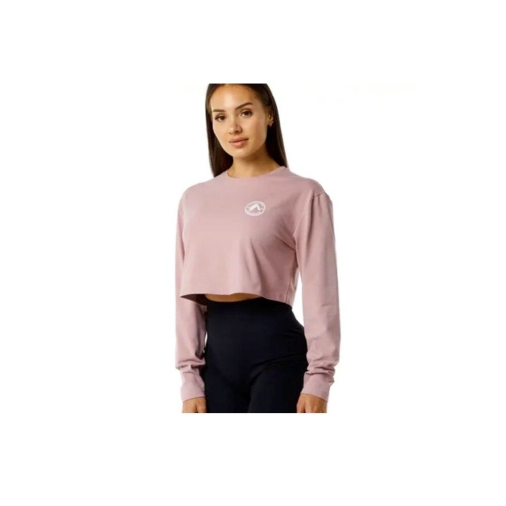 Alphalete Women’s Dynasty Long Sleeve Crop Tee Size Small -Mauve